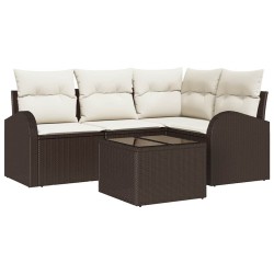 Ensemble de canapé de jardin Marron polyrotin 518597518597