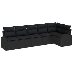 Ensemble de canapé de jardin avec coussin 6 pcs Noir Poly rotin 518601518601