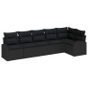 Ensemble de canapé de jardin avec coussin 6 pcs Noir Poly rotin 518601518601