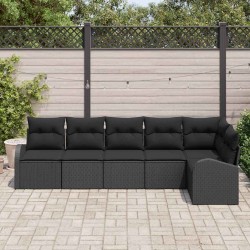 Ensemble de canapé de jardin avec coussin 6 pcs Noir Poly rotin 518601518601