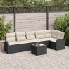 Ensemble de canapé de jardin avec coussin 7 pcs Noir Poly rotin 518602518602