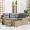 Ensemble de Canapés avec coussin 5 pcs Beige polyrotin 518607518607