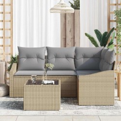 Ensemble de Canapés avec coussin 5 pcs Beige polyrotin 518607518607