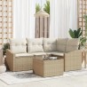 Ensemble de Canapés avec coussin 5 pcs Beige polyrotin 518608518608