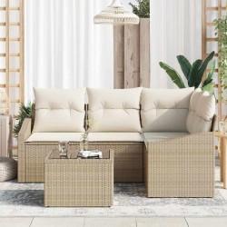 Ensemble de Canapés avec coussin 5 pcs Beige polyrotin 518608518608