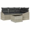 Ensemble de Canapés avec coussin 5 pcs Gris clair polyrotin 518609518609