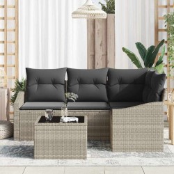 Ensemble de Canapés avec coussin 5 pcs Gris clair polyrotin 518609518609