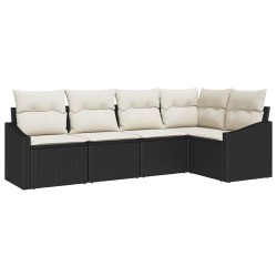 Ensemble de Canapés avec coussin 5 pcs Noir polyrotin 518610518610