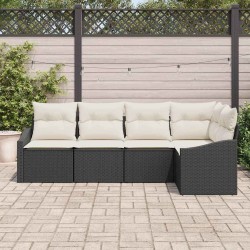 Ensemble de Canapés avec coussin 5 pcs Noir polyrotin 518610518610