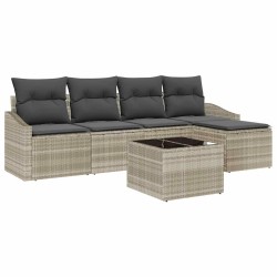 Ensemble de Canapés avec coussin 6 pcs Gris clair polyrotin 518611518611