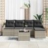 Ensemble de Canapés avec coussin 6 pcs Gris clair polyrotin 518611518611