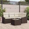 Ensemble de Canapés avec coussin 5 pcs Marron polyrotin 518612518612