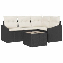 Ensemble de Canapés avec coussin 5 pcs Noir polyrotin 518613518613