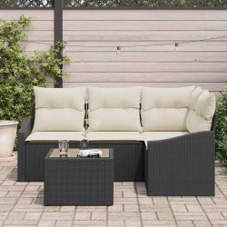 Ensemble de Canapés avec coussin 5 pcs Noir polyrotin 518613518613