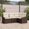 Ensemble de Canapés avec coussin 4 pcs Marron polyrotin 518614518614