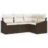 Ensemble de Canapés avec coussin 4 pcs Marron polyrotin 518614518614