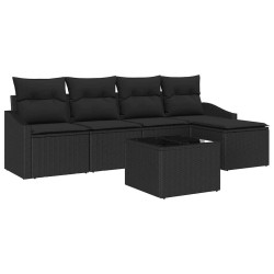 Ensemble de Canapés avec coussin 6 pcs Noir polyrotin 518615518615