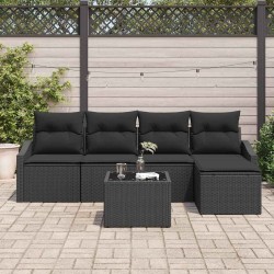 Ensemble de Canapés avec coussin 6 pcs Noir polyrotin 518615518615