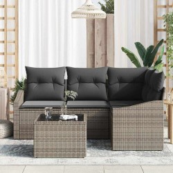 Ensemble de Canapés avec coussin 5 pcs Gris polyrotin 518616518616