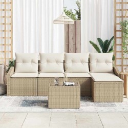 Ensemble de Canapés avec coussin 6 pcs Beige polyrotin 518617518617