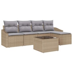 Ensemble de Canapés avec coussin 6 pcs Beige polyrotin 518619518619