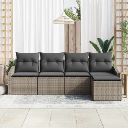 Ensemble de Canapés avec coussin 5 pcs Gris polyrotin 518621518621