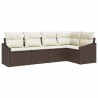 Ensemble de Canapés avec coussin 5 pcs Marron polyrotin 518622518622