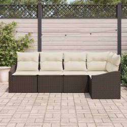 Ensemble de Canapés avec coussin 5 pcs Marron polyrotin 518622518622