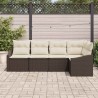 Ensemble de Canapés avec coussin 5 pcs Marron polyrotin 518622518622