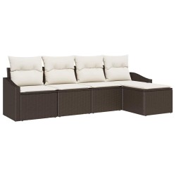 Ensemble de Canapés avec coussin 5 pcs Marron polyrotin 518623518623