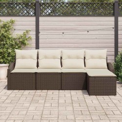 Ensemble de Canapés avec coussin 5 pcs Marron polyrotin 518623518623