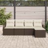 Ensemble de Canapés avec coussin 5 pcs Marron polyrotin 518623518623