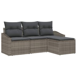 Ensemble de Canapés avec coussin 4 pcs Gris polyrotin 518624518624