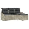 Ensemble de Canapés avec coussin 4 pcs Gris clair polyrotin 518627518627