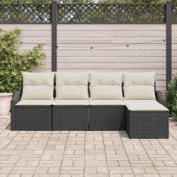 Ensemble de Canapés avec coussin 5 pcs Noir polyrotin 518629518629