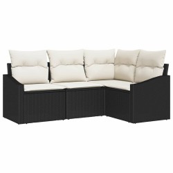 Ensemble de Canapés avec coussin 4 pcs Noir polyrotin 518630518630