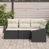 Ensemble de Canapés avec coussin 4 pcs Noir polyrotin 518630518630