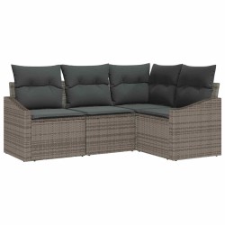 Ensemble de Canapés avec coussin 4 pcs Gris polyrotin 518631518631
