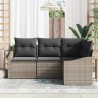 Ensemble de Canapés avec coussin 4 pcs Gris polyrotin 518631518631