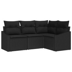 Ensemble de Canapés avec coussin 4 pcs Noir polyrotin 518632518632