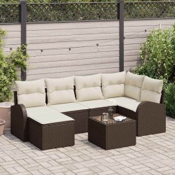 Ensemble de canapé de jardin 7 pcs Marron polyrotin 518634518634