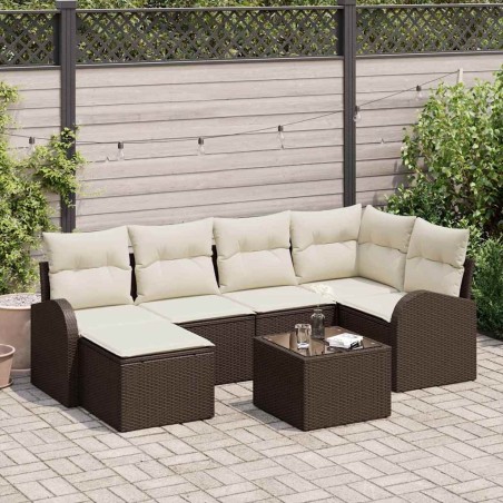 Ensemble de canapé de jardin 7 pcs Marron polyrotin 518634518634