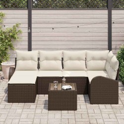 Ensemble de canapé de jardin 7 pcs Marron polyrotin 518634518634