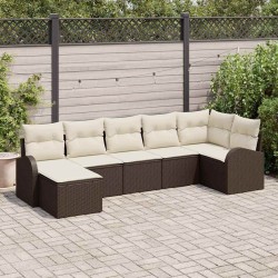Ensemble de canapé de jardin 7 pcs Marron Poly rotin 518636518636
