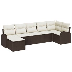 Ensemble de canapé de jardin 7 pcs Marron Poly rotin 518636518636
