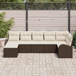 Ensemble de canapé de jardin 7 pcs Marron Poly rotin 518636518636