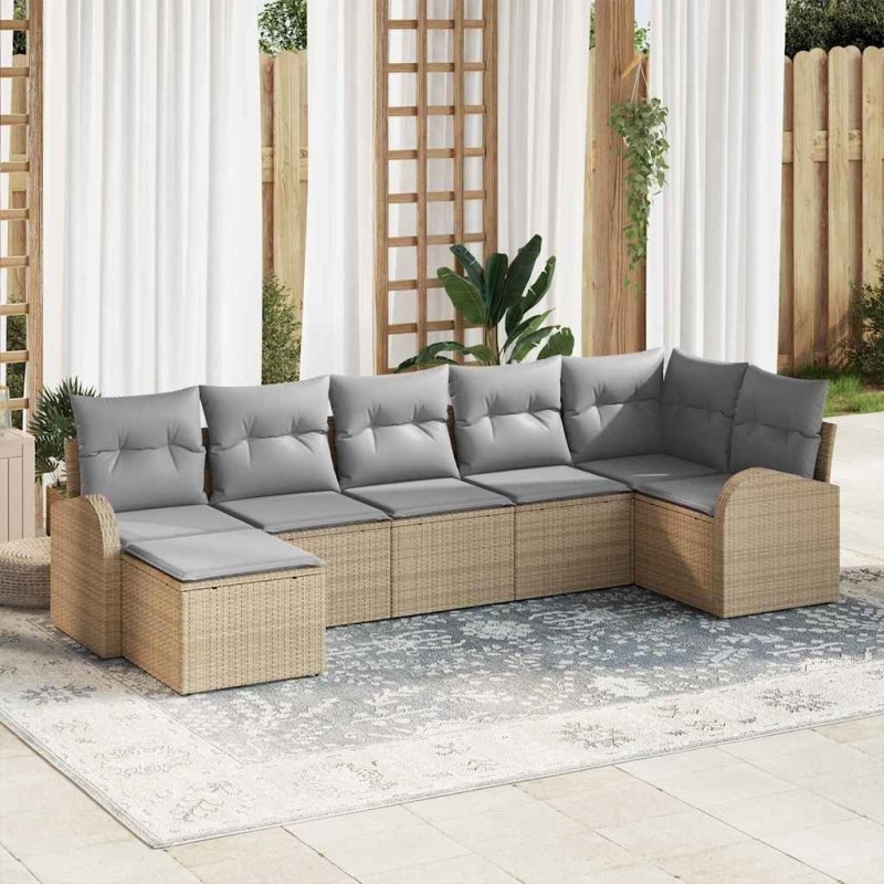 Ensemble de canapé de jardin 7 pcs Beige Poly rotin 518637518637