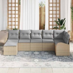 Ensemble de canapé de jardin 7 pcs Beige Poly rotin 518637518637