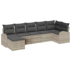 Ensemble de canapé de jardin 7 pcs Gris clair Poly Rattan 518638518638