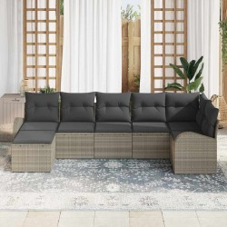 Ensemble de canapé de jardin 7 pcs Gris clair Poly Rattan 518638518638